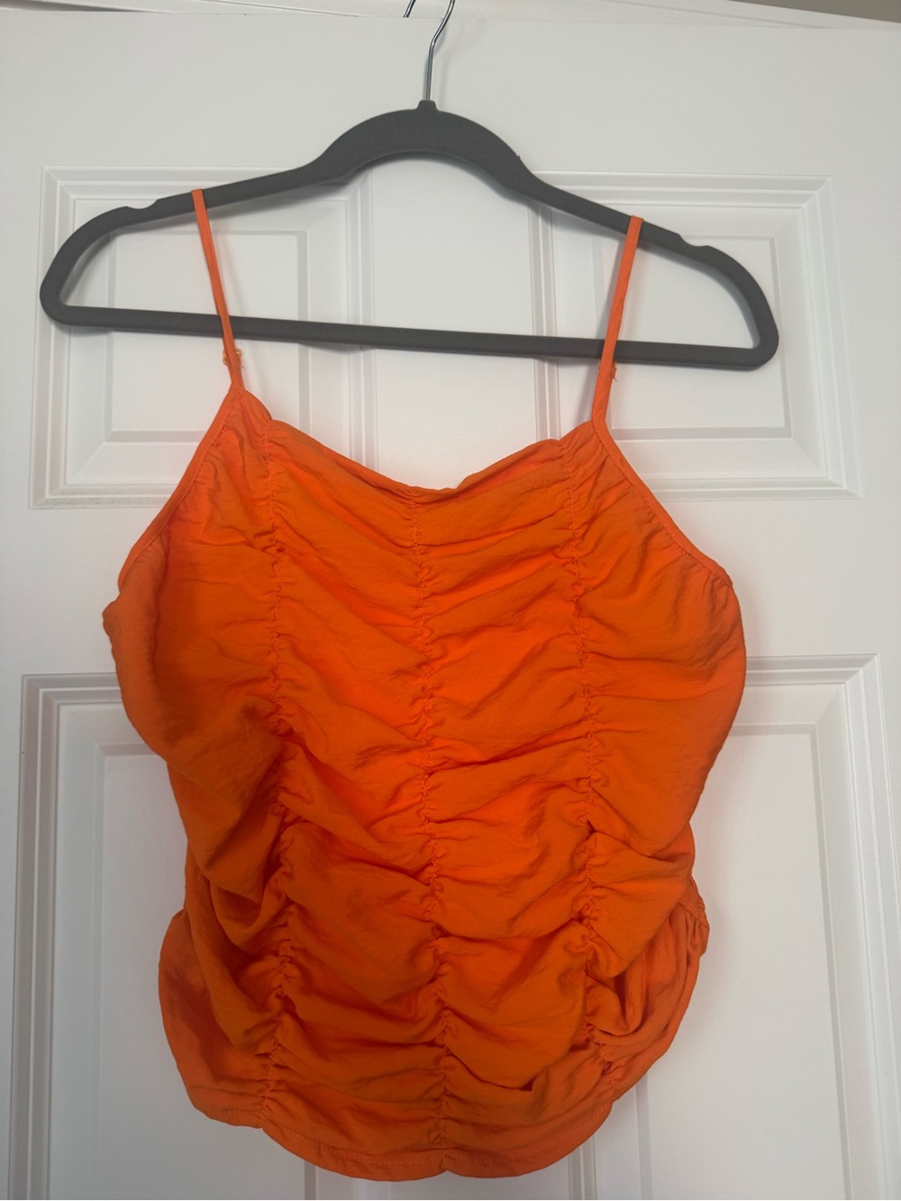 Orange Ruched Spaghetti Strap Women's Top